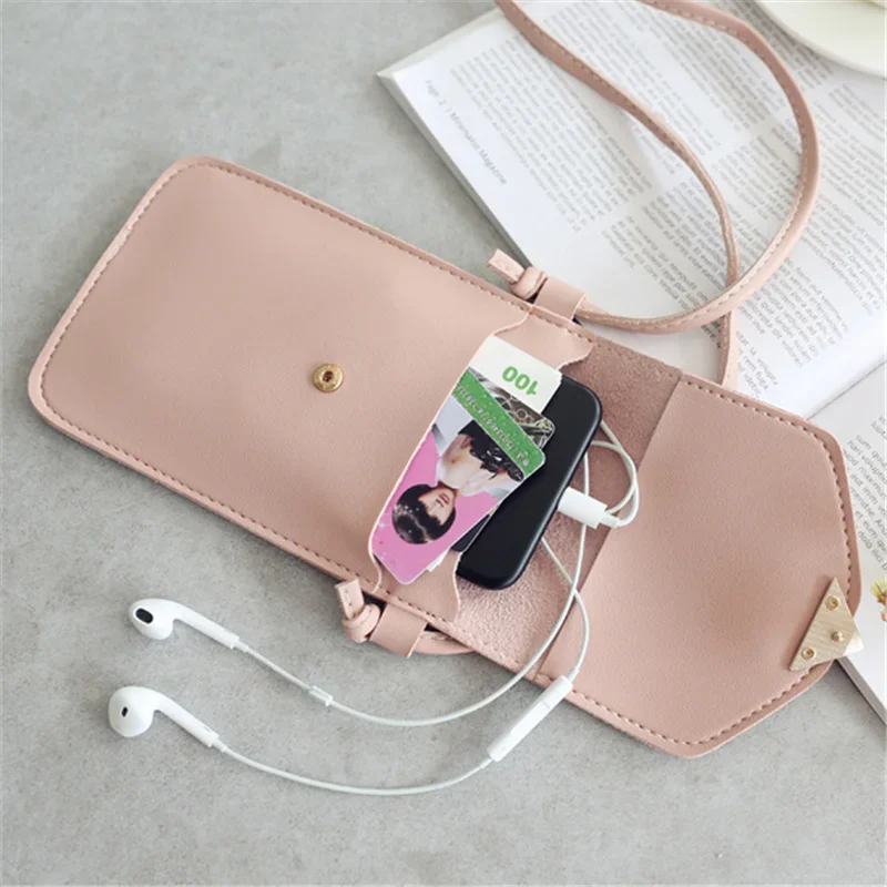 

Womens Transparent Touch Screen Phone Purse Solid Color PU Leather Crossbody Bag Soft Casual Shoulder Bag