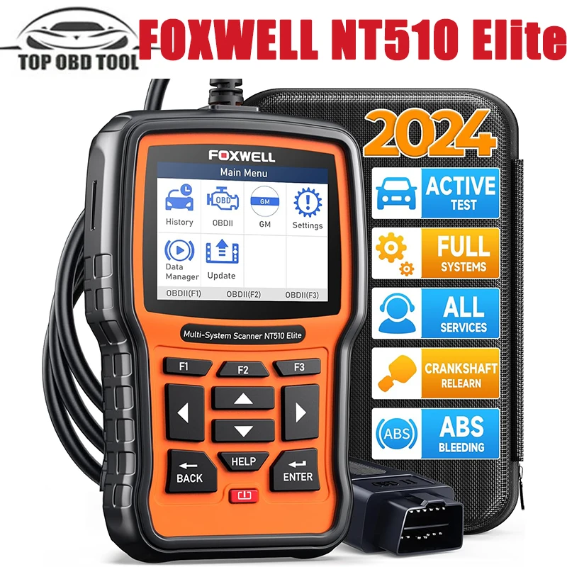 FOXWELL NT510 Elite fit for G -M OBD2 Diagnostic Scanner All System Code Reader Scan Tool with Bi-directional Active Test