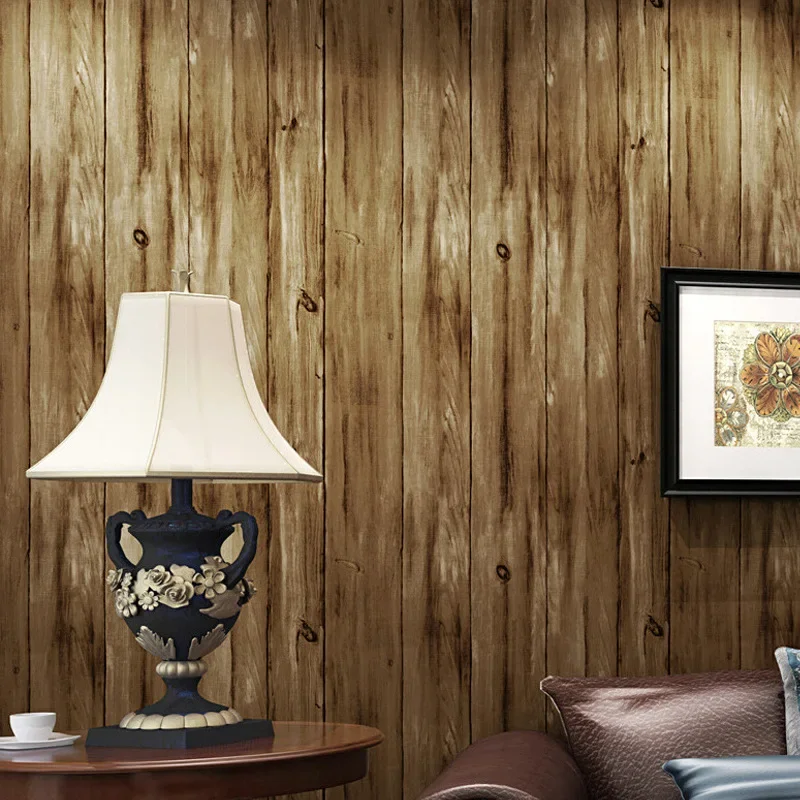 American retro nostalgic wallpaper imitation wood grain fashion shop decoration women's clothing store wood grain wallpaper