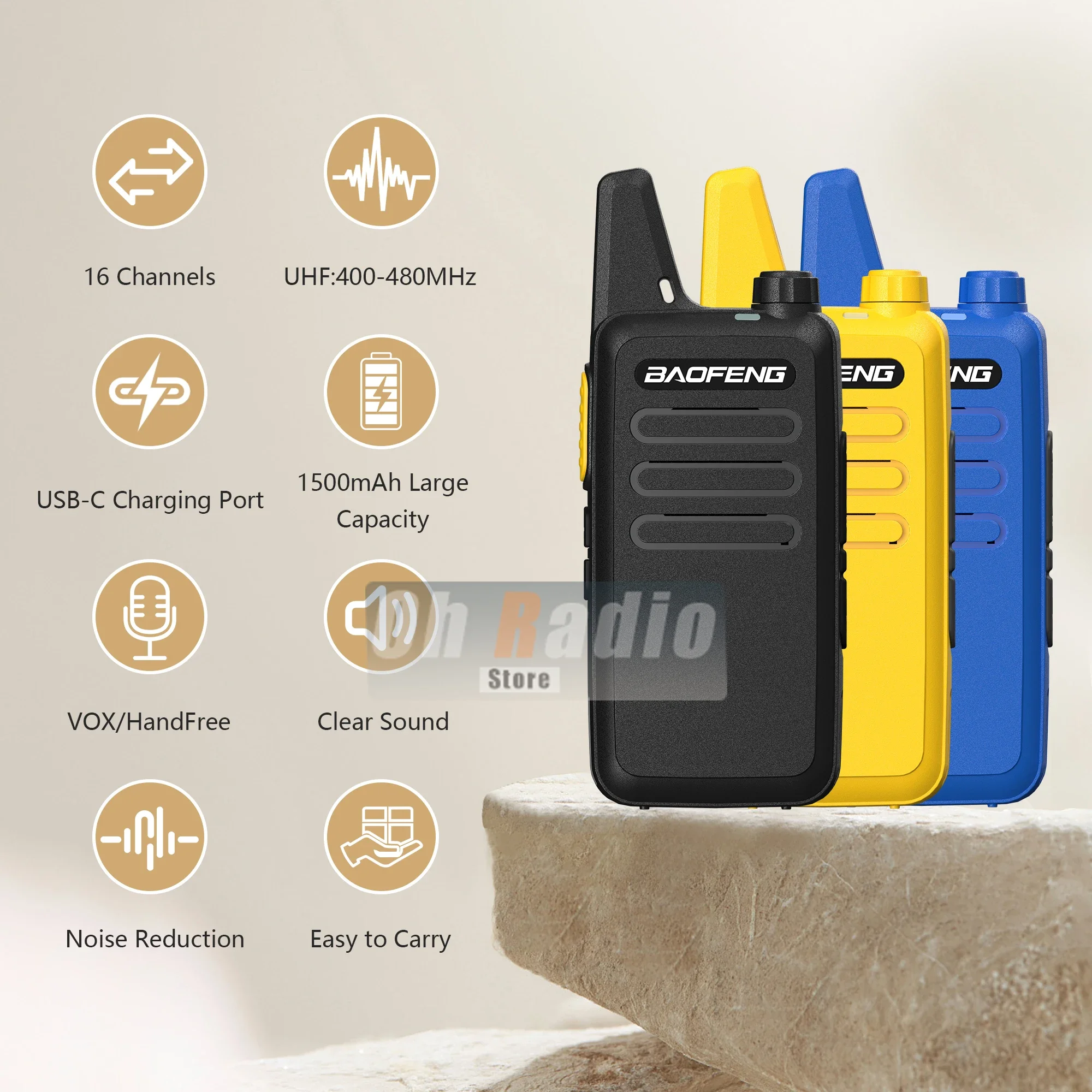 2PCS Baofeng BF-T20D Mini Walkie Talkie Noise Reduction USB-C Type-C VOX 1500mAh 5KM Long Range UHF Updated BF-T20 Two Way Radio - view 3