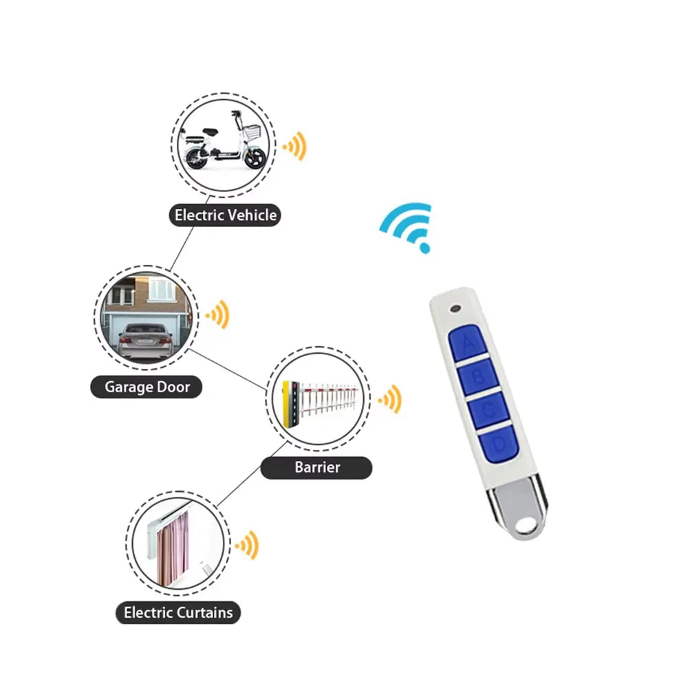 Duplicador de Controle Remoto Universal para Porta de Garagem, 4 Botões, RF, 433MHz, Aprender Código, Clone, Duplicador