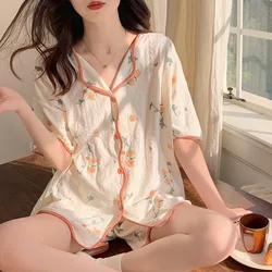 Women's Summer Pajamas Loungewear Set New Short Sleeve Shorts Thin Korean Ins Style Sweet Cartoon Pajamas Loungewear Set