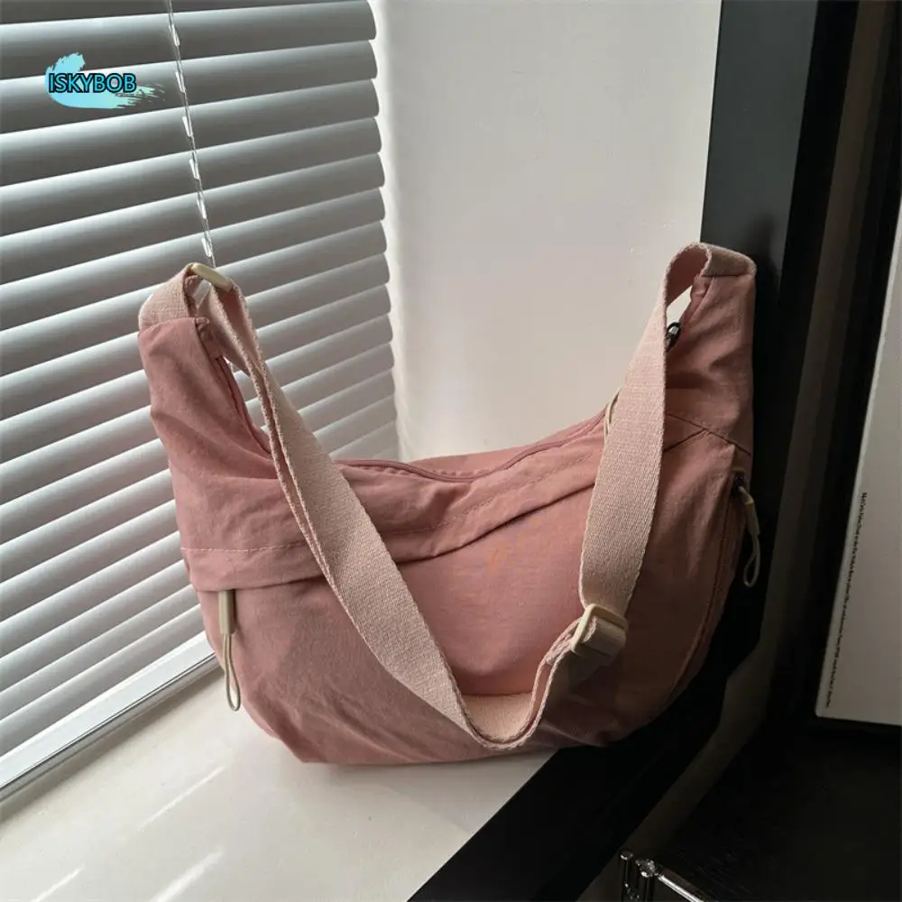 

Корейская однотонная сумка через плечо Hobos, повседневная сумка через плечо большой емкости, простая легкая дорожная сумка