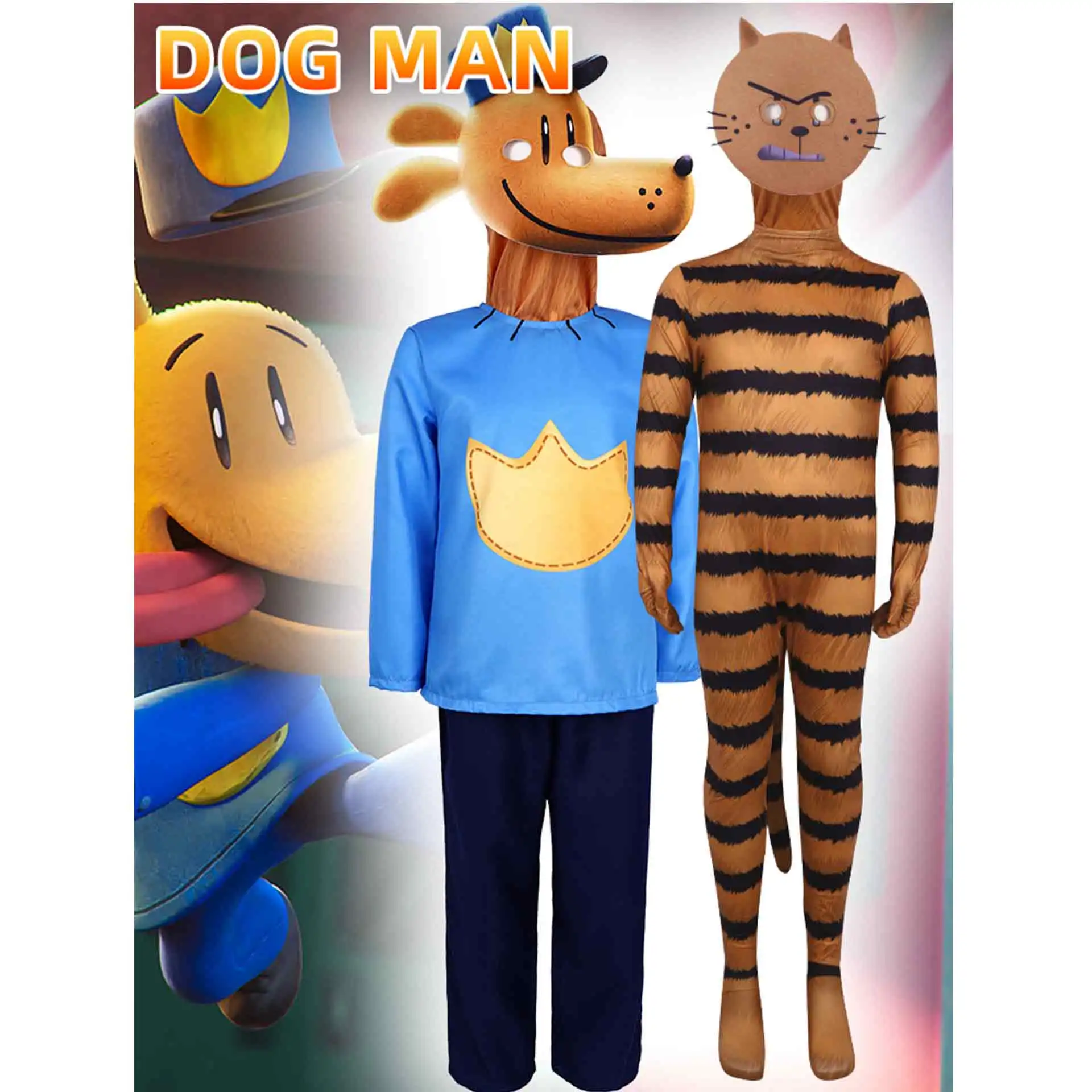 Homem de cachorro cosplay de Halloween, macacão de gato Pitti, cosplay de homem de cachorro, fantasia de performance de desenho animado, conjunto de fantasia de performance de palco