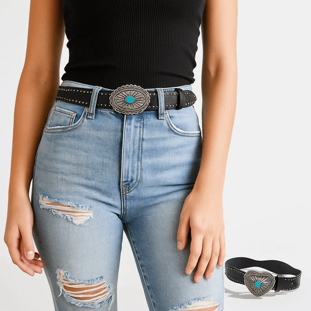 

Metal Buckle PU Leather Rivet Belt Punk Korean Style Wide Waistband Jeans Trouser Decor Dress Decor Y2K Girl Waistband