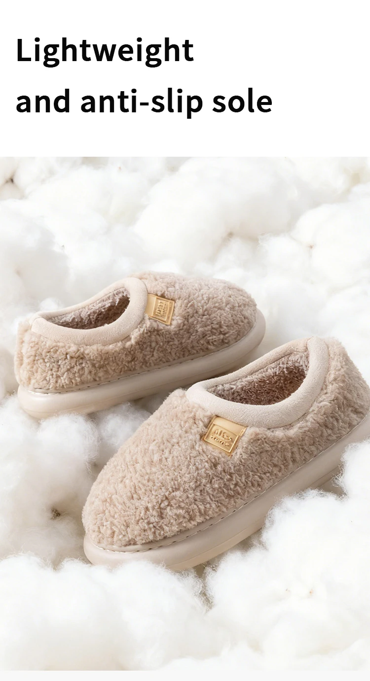 Plüsch-Hausschuhe für Herren, Winter-Hausschuhe für den Innen- und Außenbereich, verdickte weiche Sohle, gemütliche, mit Fleece gefütterte Bootie-Slides für den Heimkomfort – Detail 7