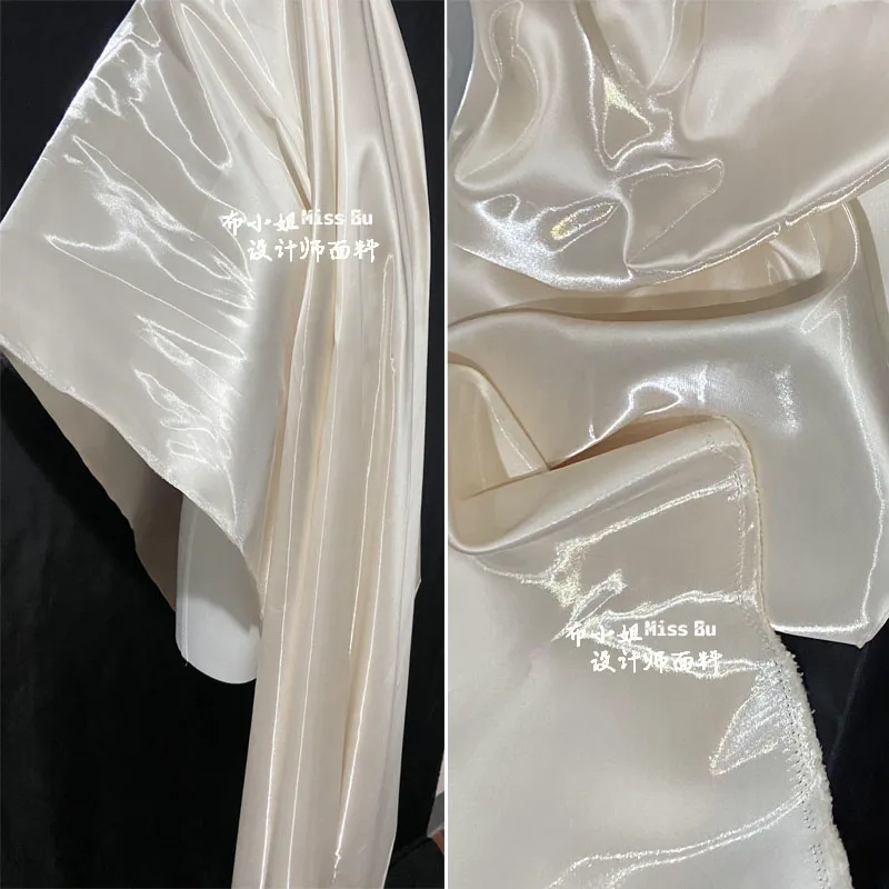 Crystal Solid Colors Satin Fabric for Sewing Dress Liquid Metal Touch Stiff Fashion Designber Material