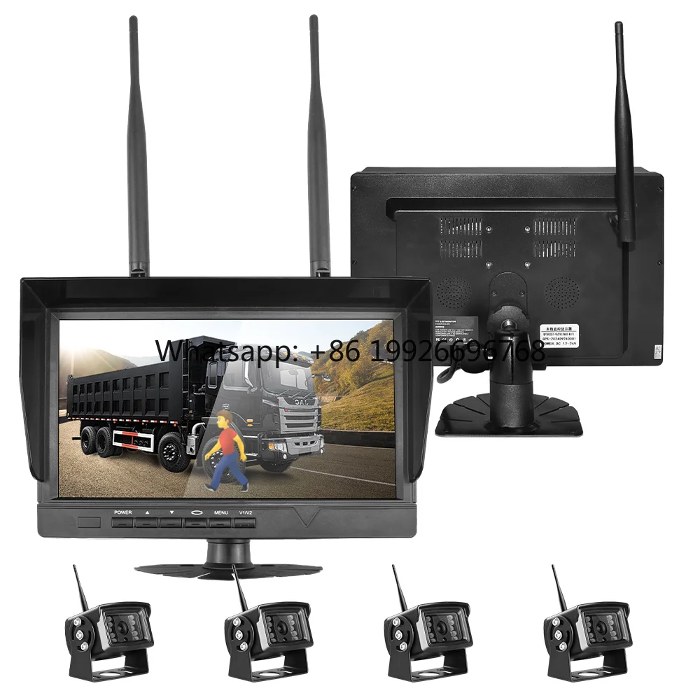 2.4g Digital Backup Camera System Kit 10 Inch DVR LCD Waterproof Dust Proof Wireless Reverse Monitor for RV/Truck/Trailer/Bus