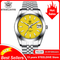 STEELDIVE Diver Watch 1934 Retro Water Ghost Sapphire NH35 Men Automatic Mechanical Watches 20Bar Waterproof Luminous