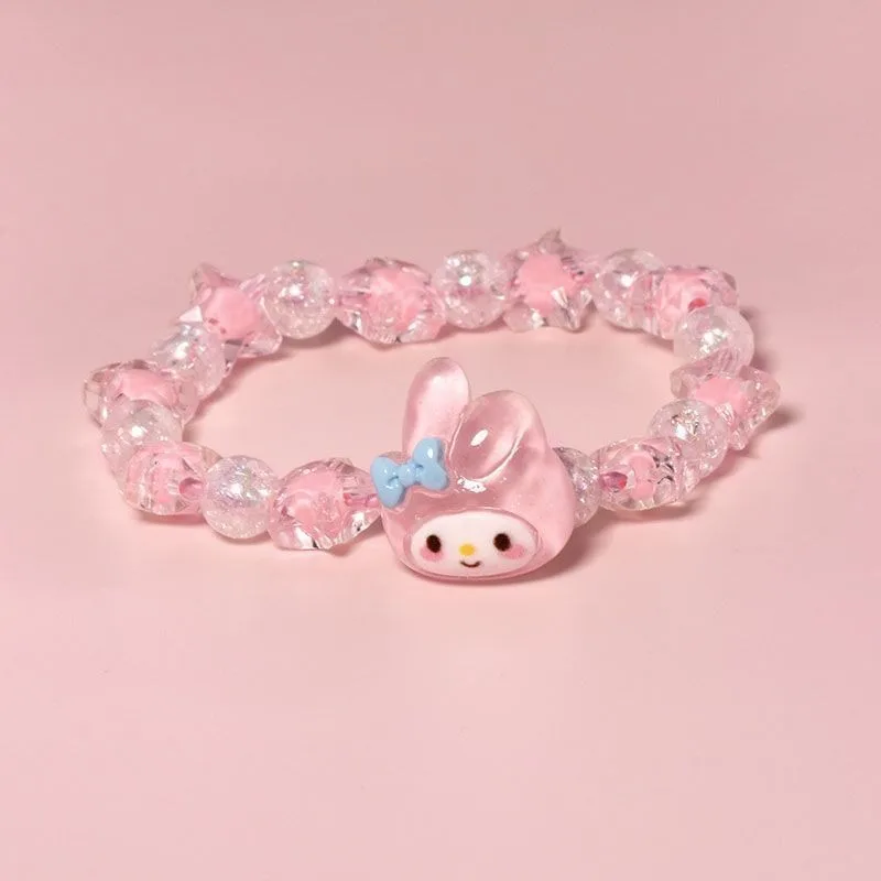 Sanrio Hello Kitty Kuromi My Melody Cartoon Anime Character Image Crystal Couple Bracelet Cute Girl Festival Birthday Gift