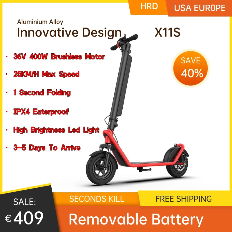 Foldable X11s Electric Mobility Scooter for Adults  36V 450W Aluminum Long Endurance E-Scooter with 13Ah Lithium Battery