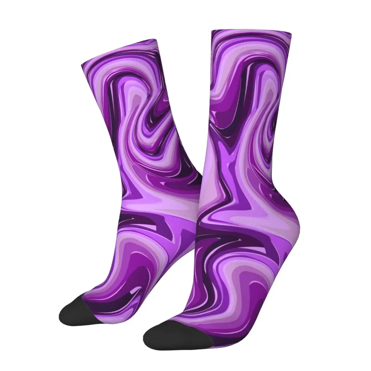 Purple Marble Print Socks Liquid Vintage Stockings Women Soft Breathable Skateboard Socks Autumn Graphic Anti Sweat Socks