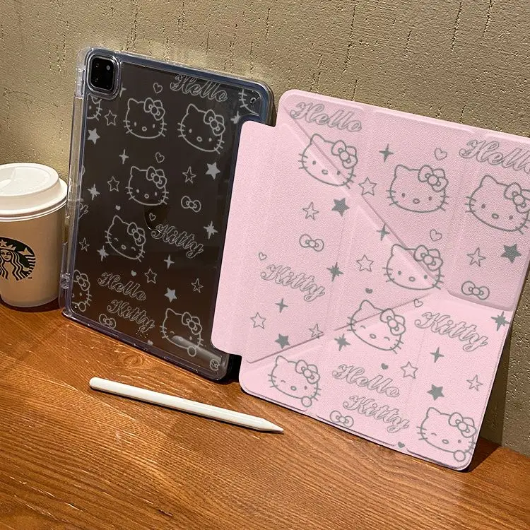 

Розовая звезда Hello Kitty для iPad 10-го поколения 10,9 дюймов Y-fold Чехол для iPad 9/8/7 10,2 Air 4/5 iPad Air 6 11 дюймов 5/6th Защитный чехол