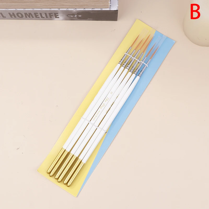 4/6 Pcs Watercolor Brush Pointed Round Flat Head Soft Hair  Pointed Nylon Hair Hook Line Pens Painting Craft Pens