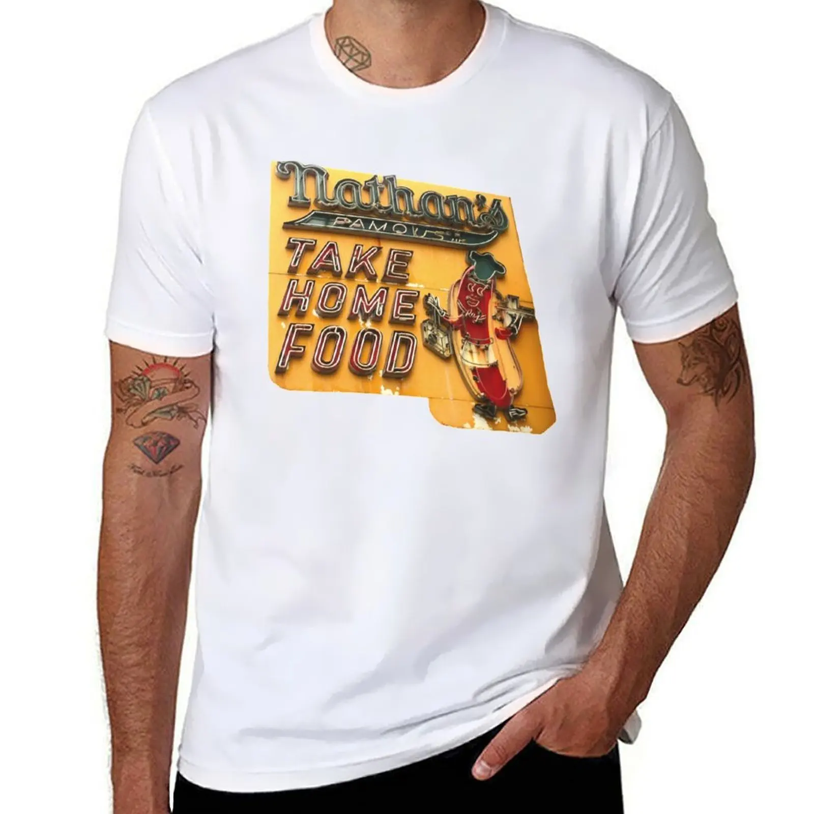 

Nathan's Famous Hot Dogs - Take Home Coney Island Food Neon Sign T-Shirt man t shirt luxury man tshirt T-Shirt
