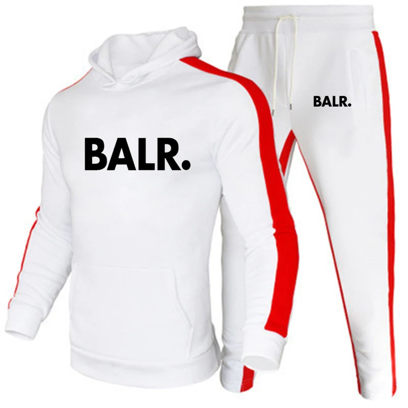 BALR 남녀공용 스포츠 피트니스 세트, 후드 및 바지, 2 피스 세트, 가을 겨울 후드 운동복, 남성 운동복 체육관 운동복