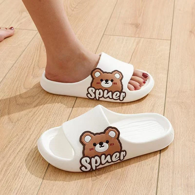 Cartoon Side Bear Slippers Women's Home Indoor Casual Slippers