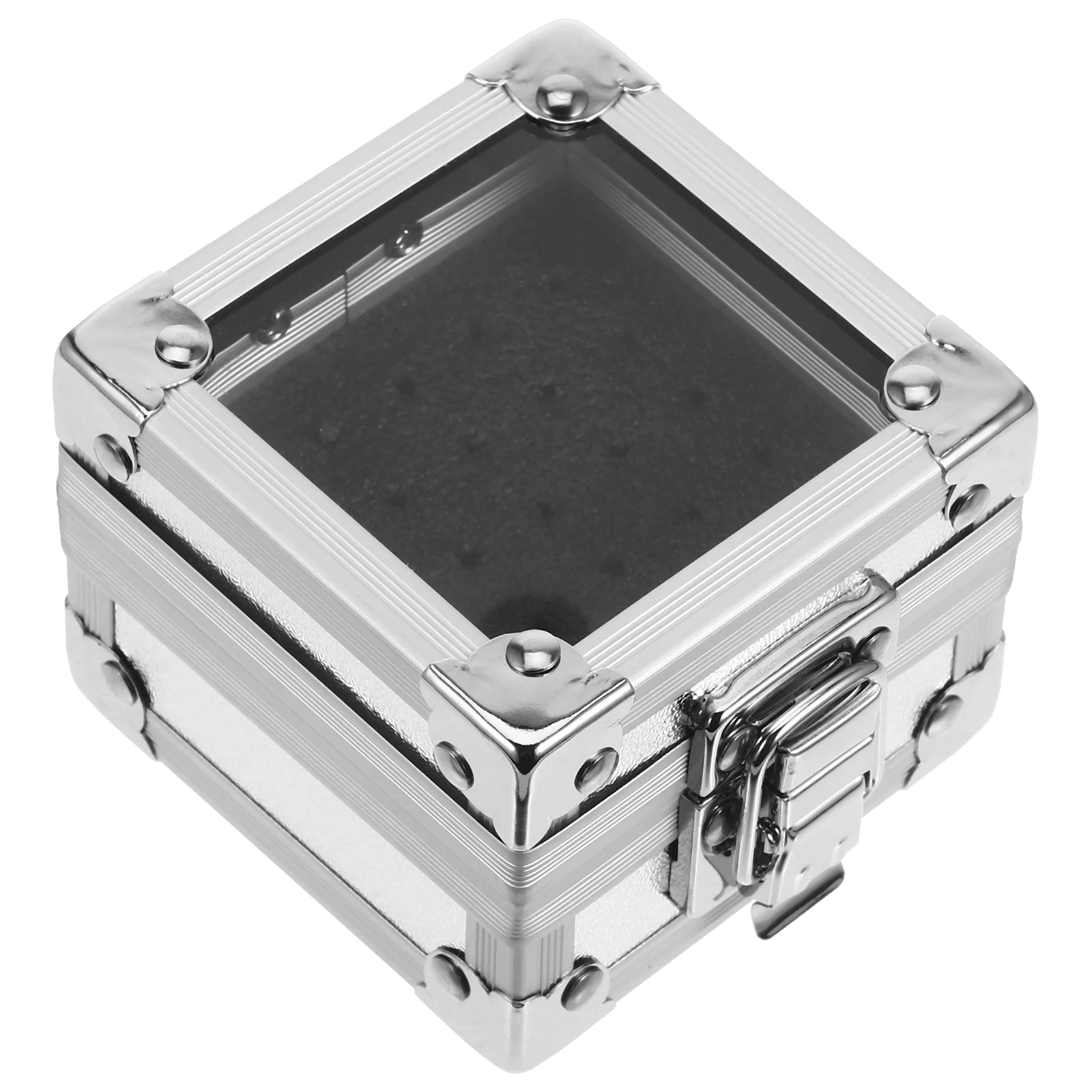 

Dust proof Transparent Aluminum Jewelry Box for Nail Drill Bits Safe Material Yellow Color Design Storage Case Manicure Supply