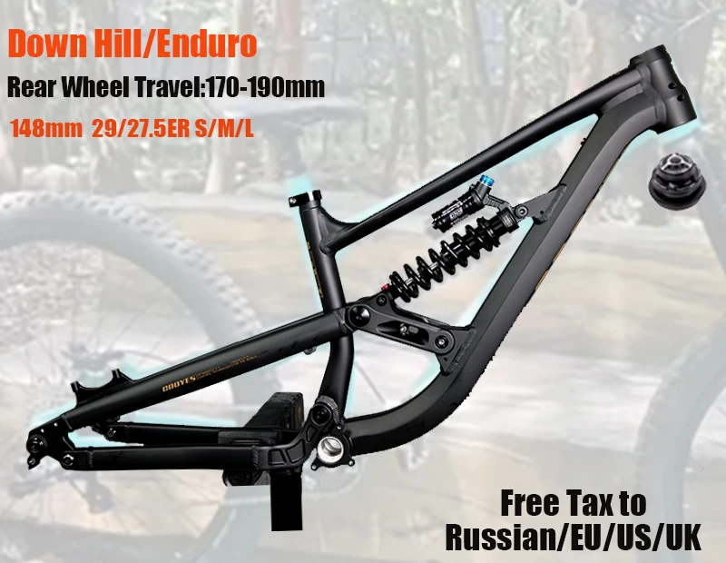 Full Suspension Frame Enduro Aluminum Bike Soft Tail 29/27.5 er DH MTB Boost 2X148mm 4 Links Rear Travel 170mm DPD to EU UK