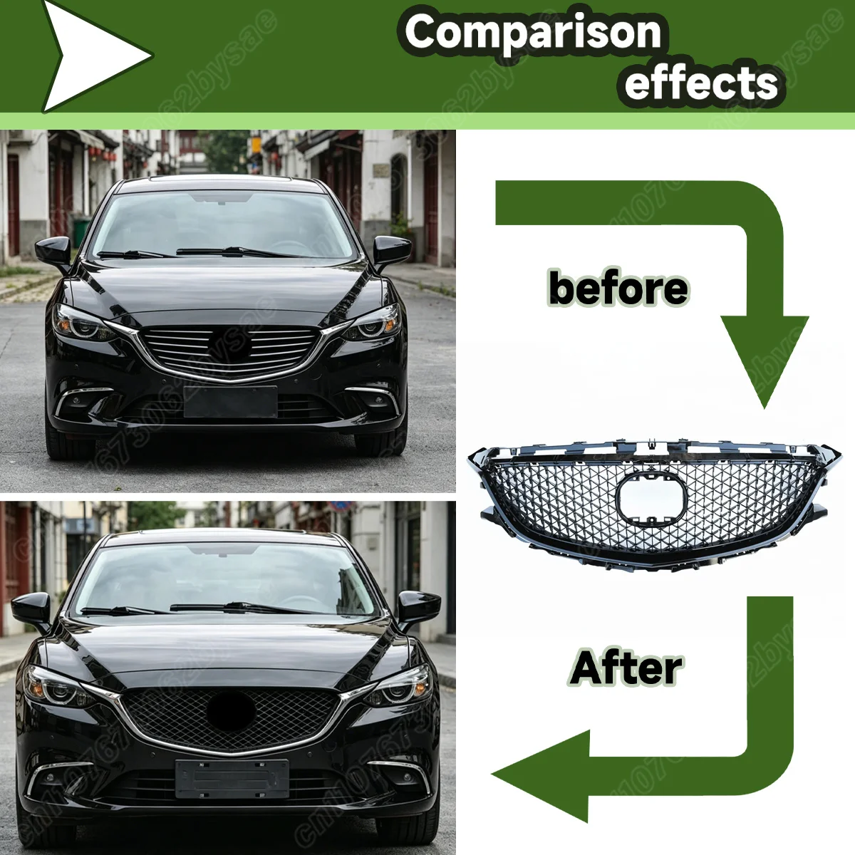 For Mazda 6 Atenza 2014 2015 2016 2017 2018 2019 Honeycomb Mesh Front Bumper Racing Grille Automobile Decorate Parts