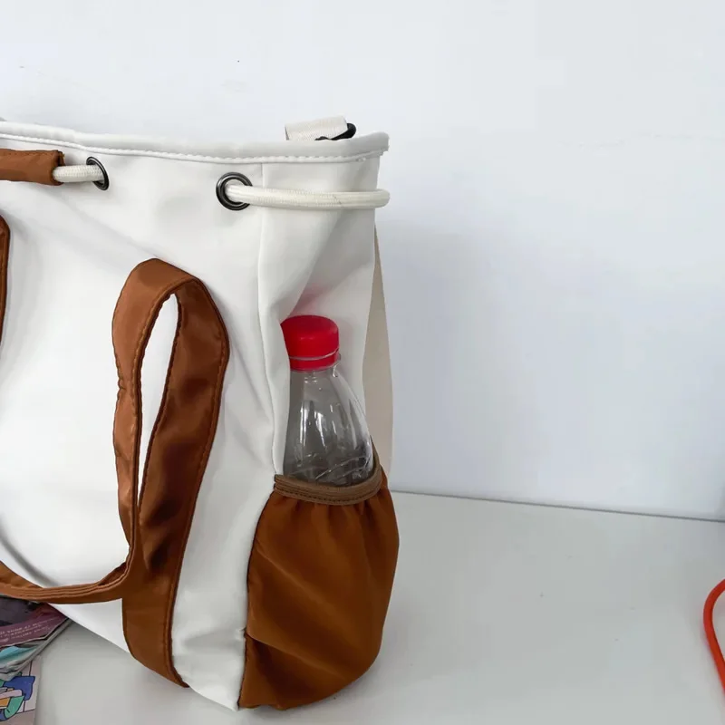 Bolso de hombro de nailon con cremallera y cordón, bolsa de mano de gran capacidad para libros de estudiantes, regalo