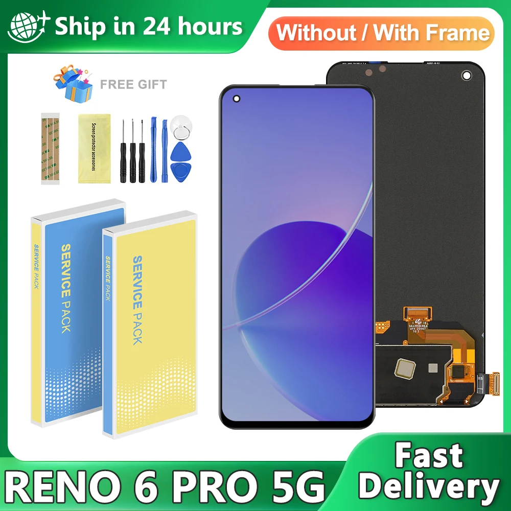 

Экран Reno6 для Oppo Reno6 PEQM00, CPH2251, ЖК-дисплей, сенсорная панель, дигитайзер в сборе, запасные части для экрана Reno6