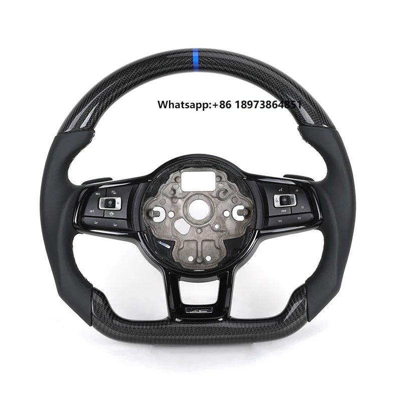 

R-Line Half Perforated Leather Carbon Steering Wheel for VW Golf 5 6 7 R MK6 MK7 MK8 Jetta Passat B8 Polo Tiguan GTI