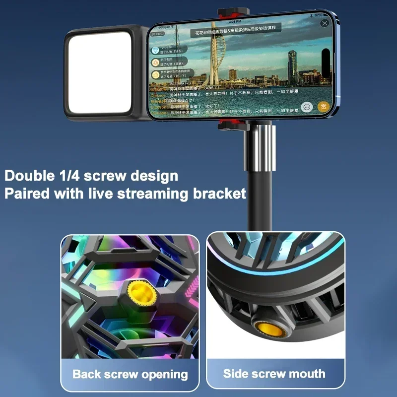 RS3 Mobile Phone Cooler Semiconductor Cooling Fan Radiator Dual Core 3 Gears Adjustable Heat Sink for IOS Android Live Streaming