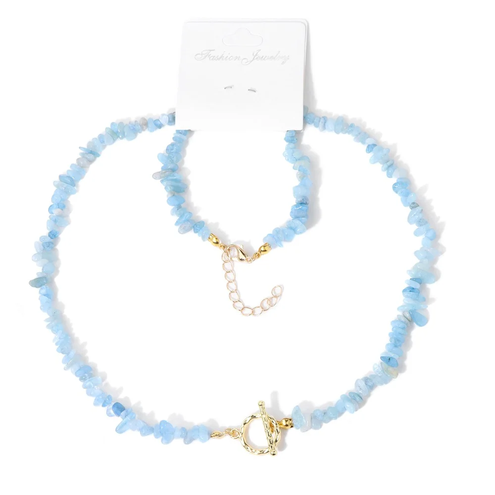 AliExpress vinswet Irregular Aquamarines Necklace Gravel Natural Stone Green Aventurine Chip Beads Necklace Bracelets For Women Men Chain Jewelry
