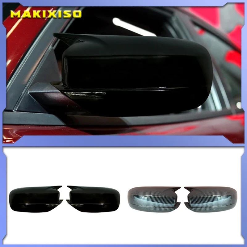 

For Dodge Charger 2011-2021 Car Rearview Side Mirror Cover Wing Cap Exterior Sticker Door Horn Rear View Case Trim Carbon Fiber