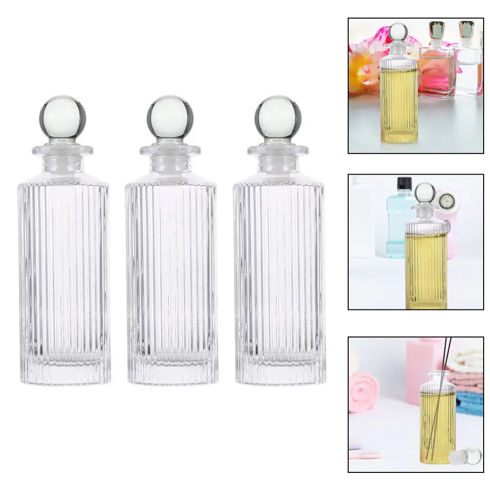 

3Pcs Exquisite Glass Aroma Bottles Decorative Diffuser Bottles Essential Oil Holder for Home Office Portable Fragrance Refill