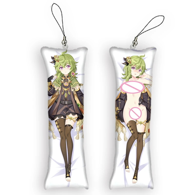 Collei Mini Dakimakura Keychain Cute Anime Key Chain Genshin Impact Theme Cos Small Pillow Decor Pendant Otaku Backpack Pendant