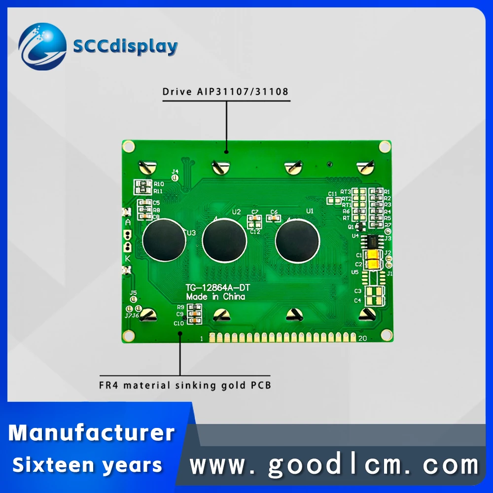 Large-window LCD12864 Liquid Crystal Display TG-12864A AIP31107/31108 drive Monochrome 128*64 Dot Matrix LCM Module