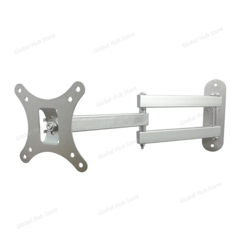 Silver 10-26 Inch Movable Rotating Monitor Stand, Telescopic Folding Computer Stand, LCD TV Hanger