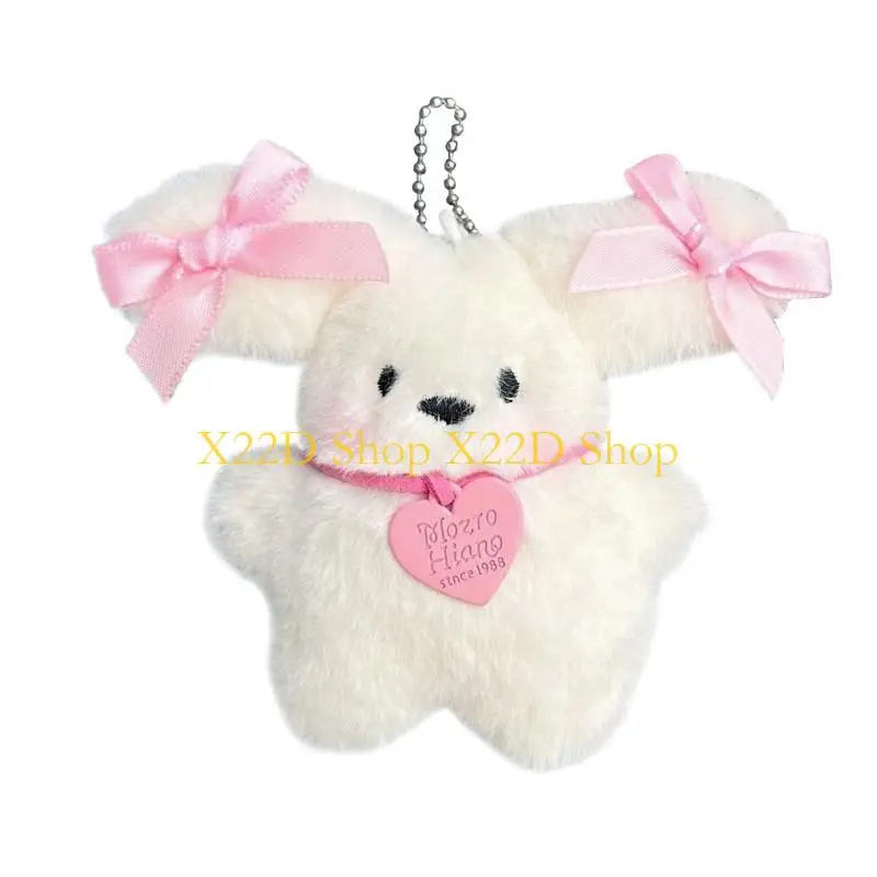 X22D Plush Dog Dolls Keychain Big Ear Puppy Bag Purse Pendant Charm Decoration