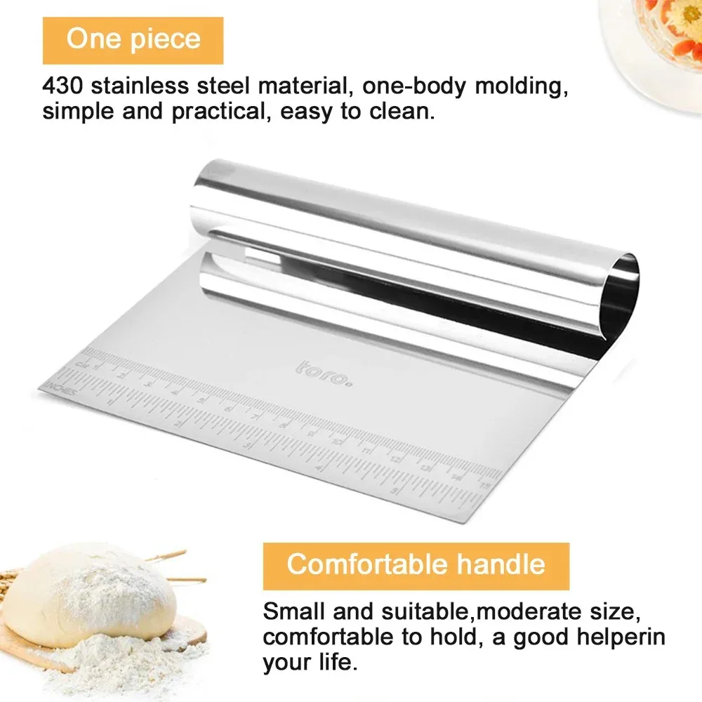 Leeseph Multi-purpose Stainless Steel Scraper & Chopper, Dough Scraper, Pizza Dough Cutter, Kitchen Tools image 3