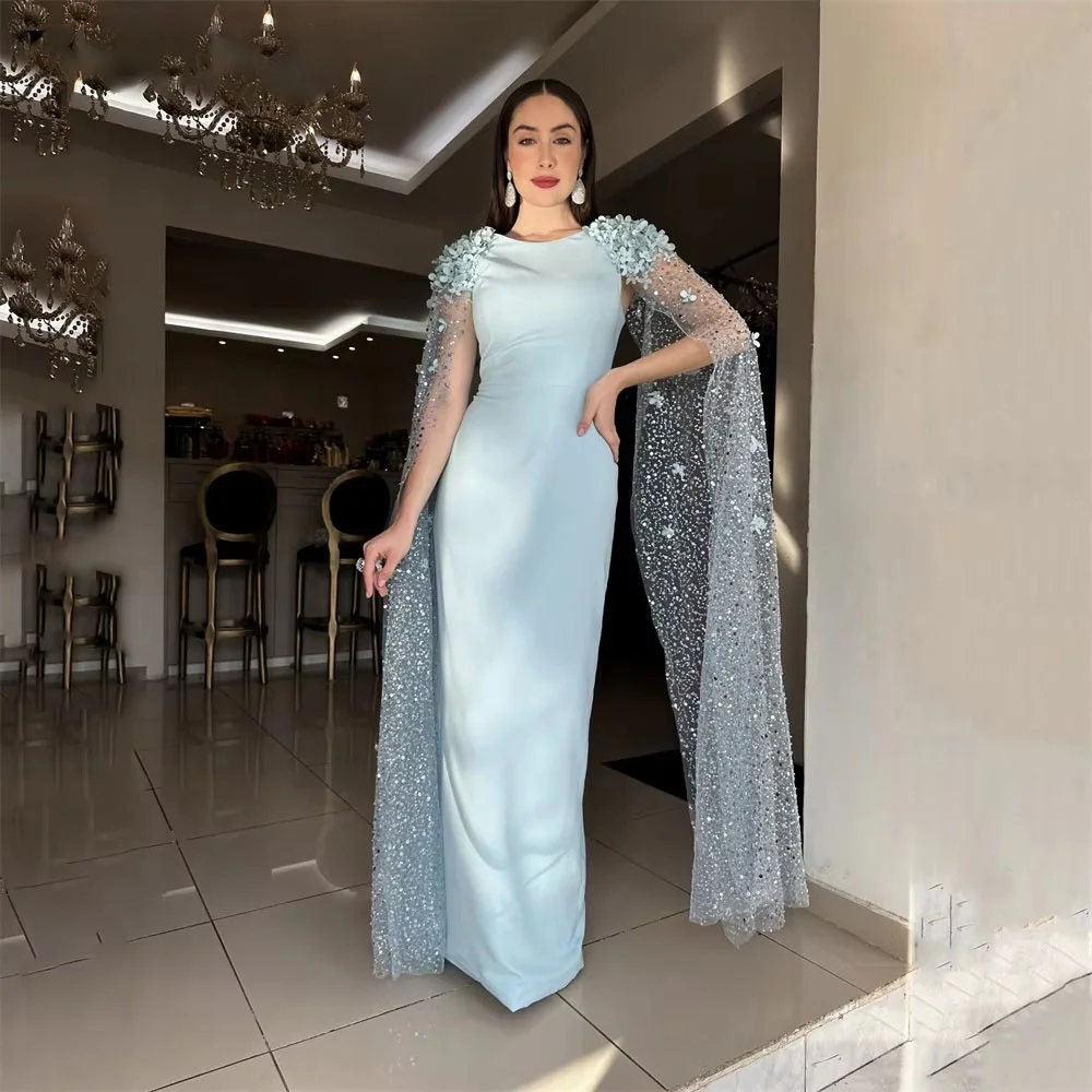 Vestido de noche sin mangas con flores exquisitas personalizado, encantador vestido de fiesta con volantes y cuentas, vestido de fiesta con lentejuelas de sirena