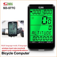 Sunding SD-577C Cycling Computer Wireless Stopwatch MTB Bike Cycling Odometer Stopwatch Bicycle Speedometer Time LCD Backlight