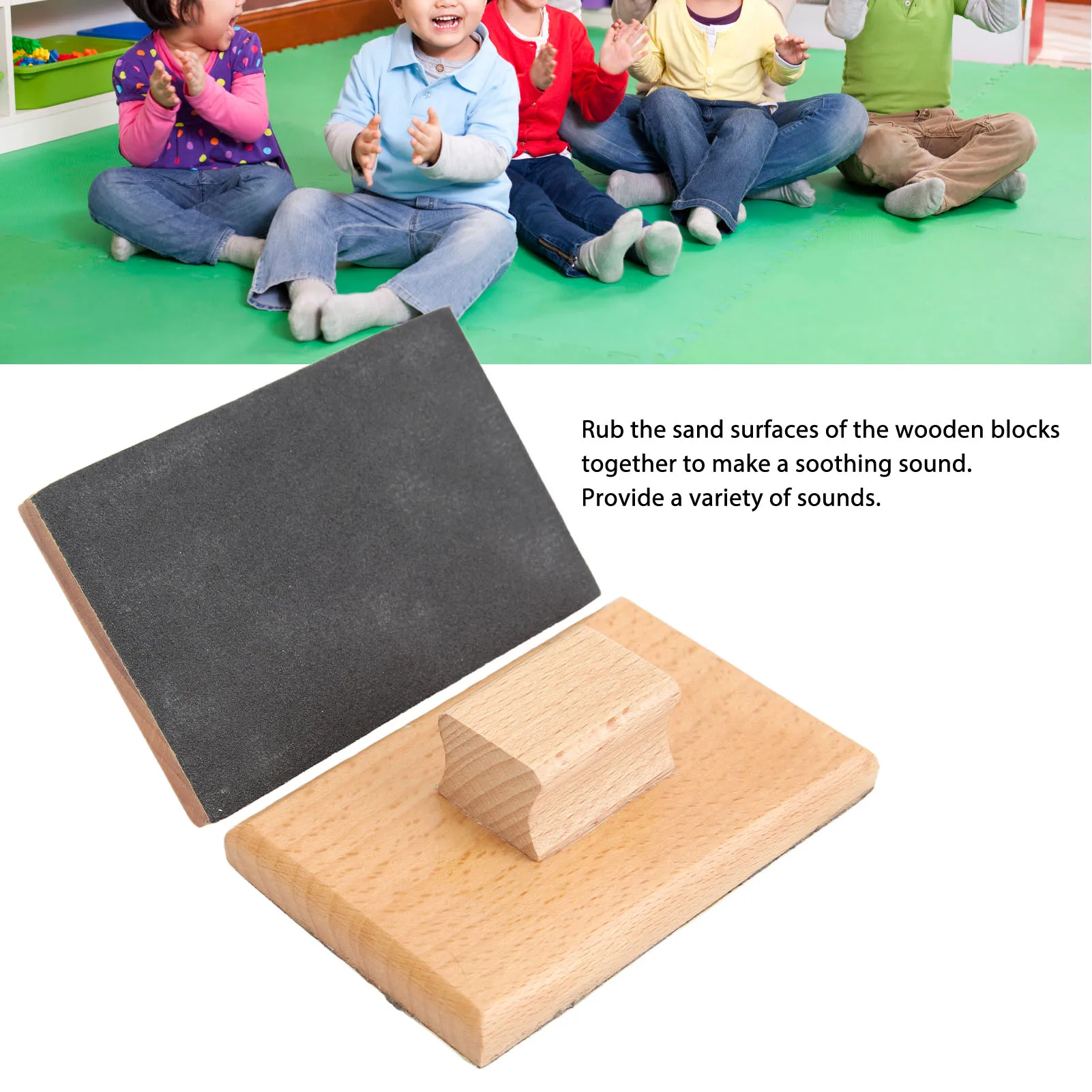 1 Pair Musical Sand Block 10x6cm Wooden Instrument Music Toy for Playing Performance