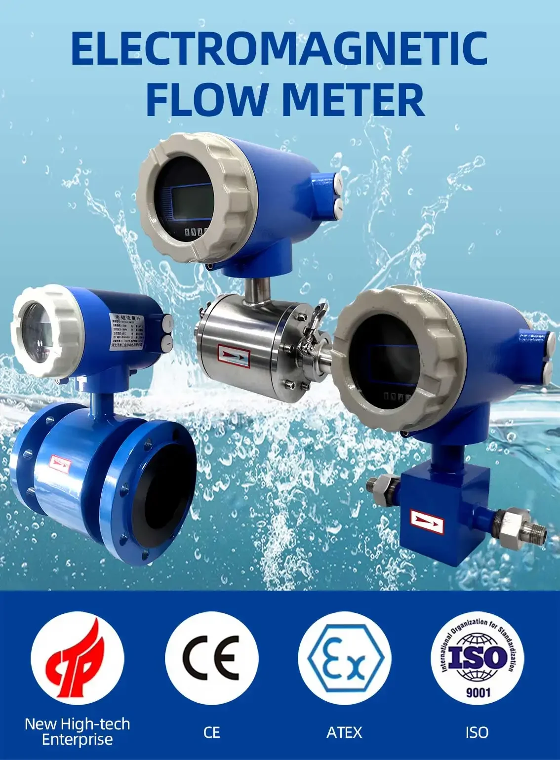 Stainless Steel Plug-In Electromagnetic Flowmeter Suitable for Water Medium Measurement Supports OEM