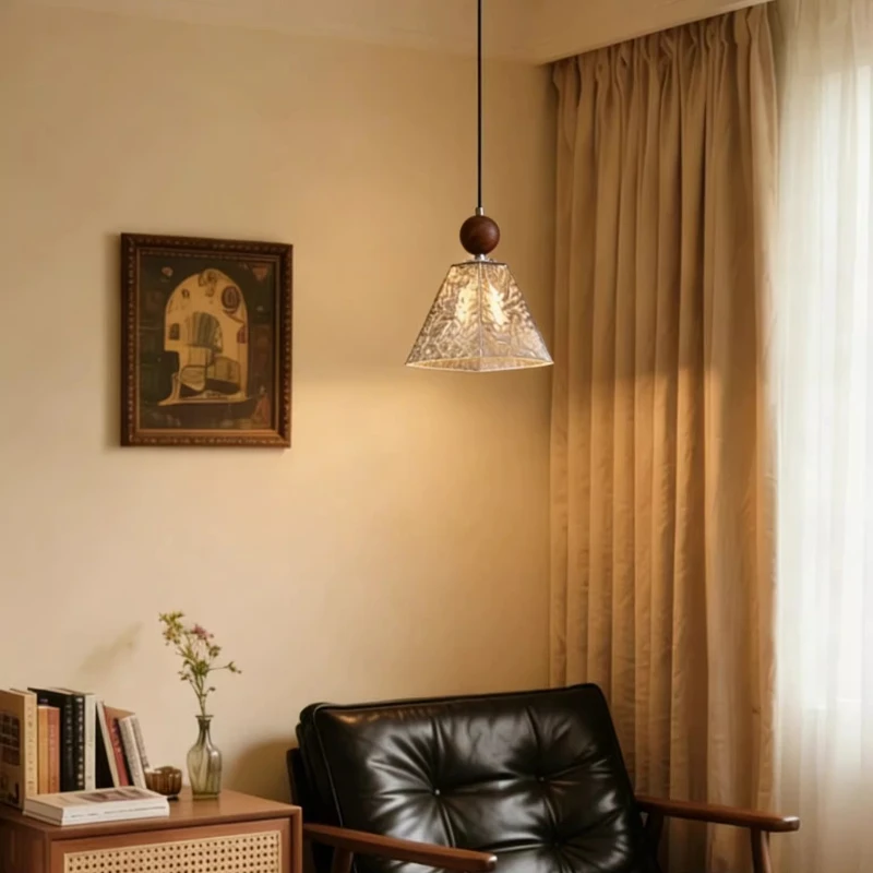 Modern Minimalist Pendant Lights Ice Glass Lamp Shade LED Ceiling Chandeliers Bedroom Nightstand Indoor Embellish Light Fittings