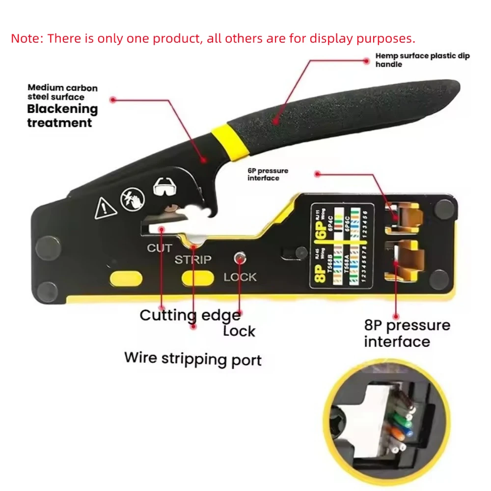 6088 Multifunctional CRIMPER Through-Hole Wire Crimper 8P6P Dual-Use Pliers for RJ45 Punch-Down RJ45 Crystal Head