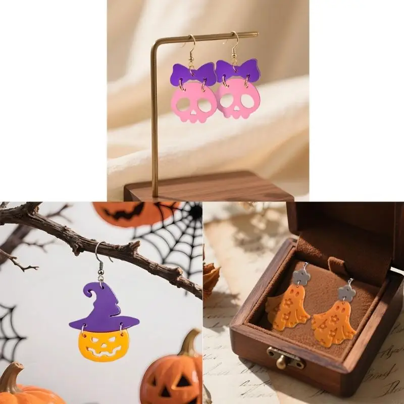  Multifuntional Pendant Silicone Mould Halloween Earrings Pumpkin Specter Design Jewelry Making Tool Silicone Texture