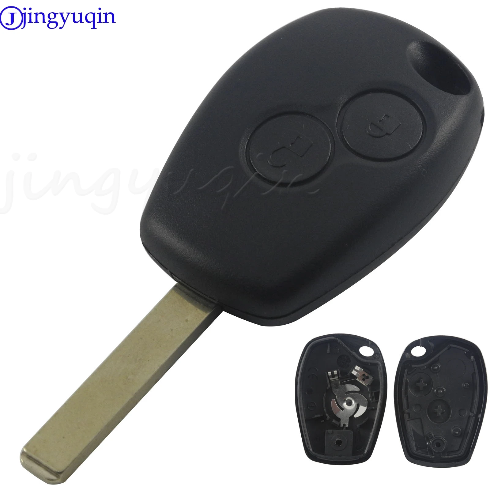 

jingyuqin 10pcs 2-button car key case remote control cover housing for Renault Clio 3 Twingo Kangoo 2 Dacia Modus uncut blade