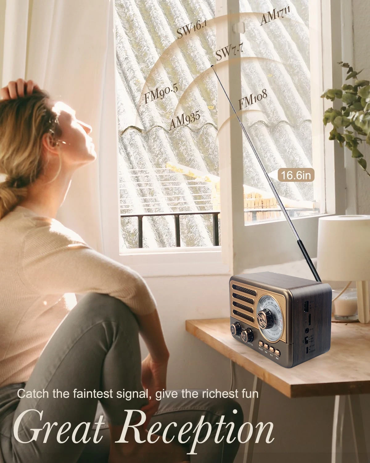 ﻿   ريترو خمر راديو مكبر صوت بخاصية البلوتوث قابل للنقل كامل النطاق راديو AM FM SW الترانزستور ث/LED Fladhlight دعم AUX TF بطاقة USB