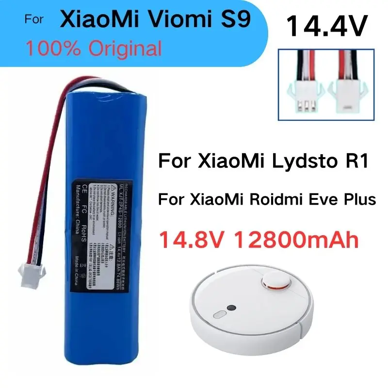 Originale per XiaoMi Viomi S9 Lydsto R1 Roidmi Eve Plus 14.4V batteria al litio 2 p4s 5200mAh 6800mAh 9800mAh 12800mAh