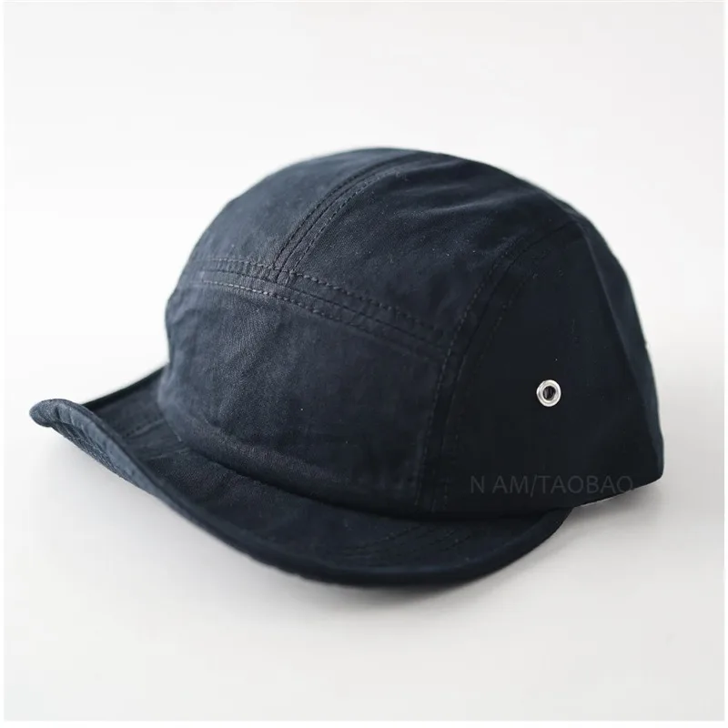 Minimalist 5 Panel Camp Cap Men Women Soft Brim Baseball Hat Vintage Solid Color Jet Cap Soft Flip Up Brim Skateboard Hat Unisex