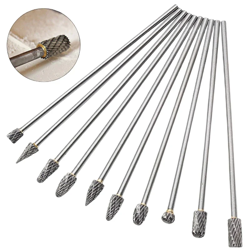 1pc 3*6*100mm Tungsten Carbide Burr Single/Double Groove Extended Hard Alloy Rotary File For Metal Jade Polishing Carving