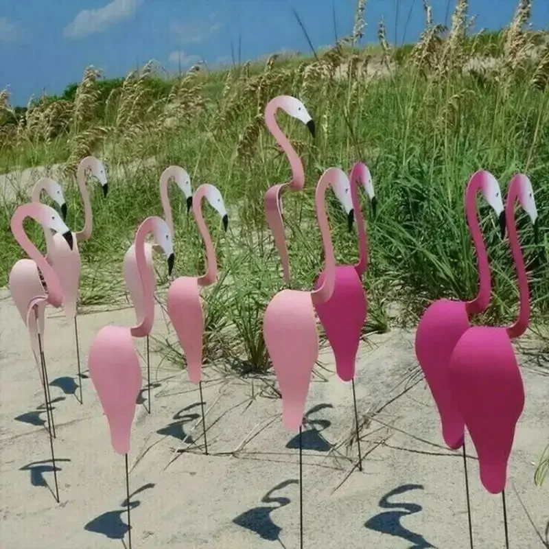 Florida tańczące ptaki ogrodowe metalowe sztuki wirują tańczące Flamingo ptaki dekoracja dziedzińca wiatraczek obrotowe sztuki flamingi