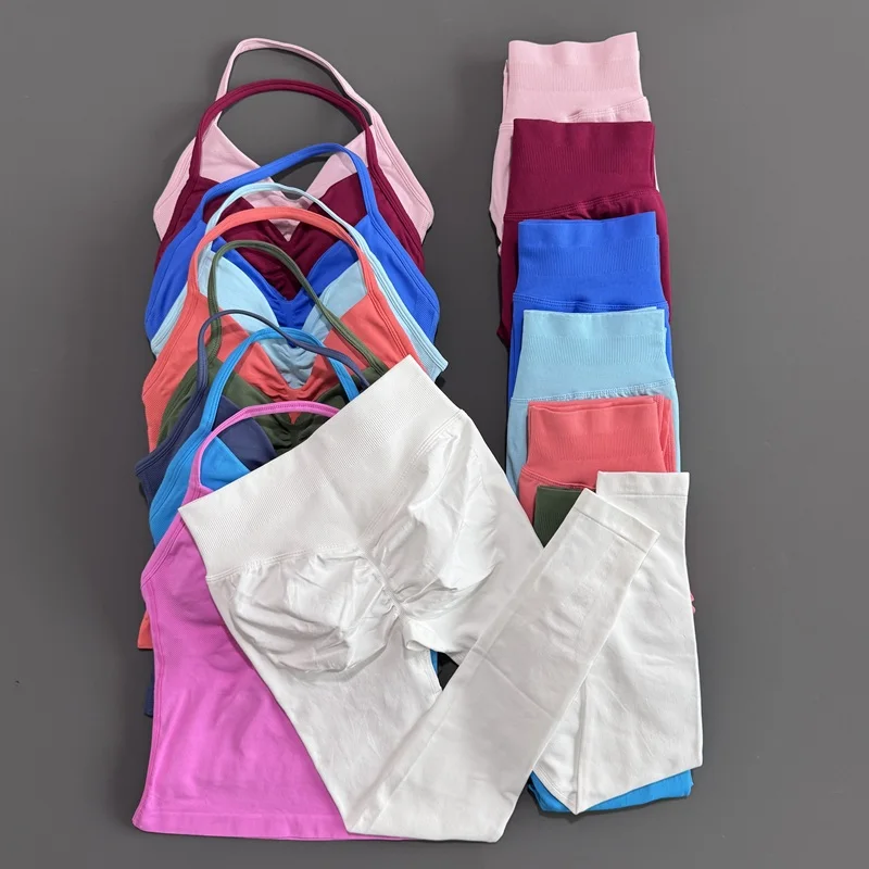 Conjunto Deportivo de 2 Piezas HISTELLO para Mujer, Top Deportivo y Leggings de Yoga de Cintura Alta, Ropa de Fitness, Conjuntos de Entrenamiento, Traje Deportivo, Ropa Deportiva Activa